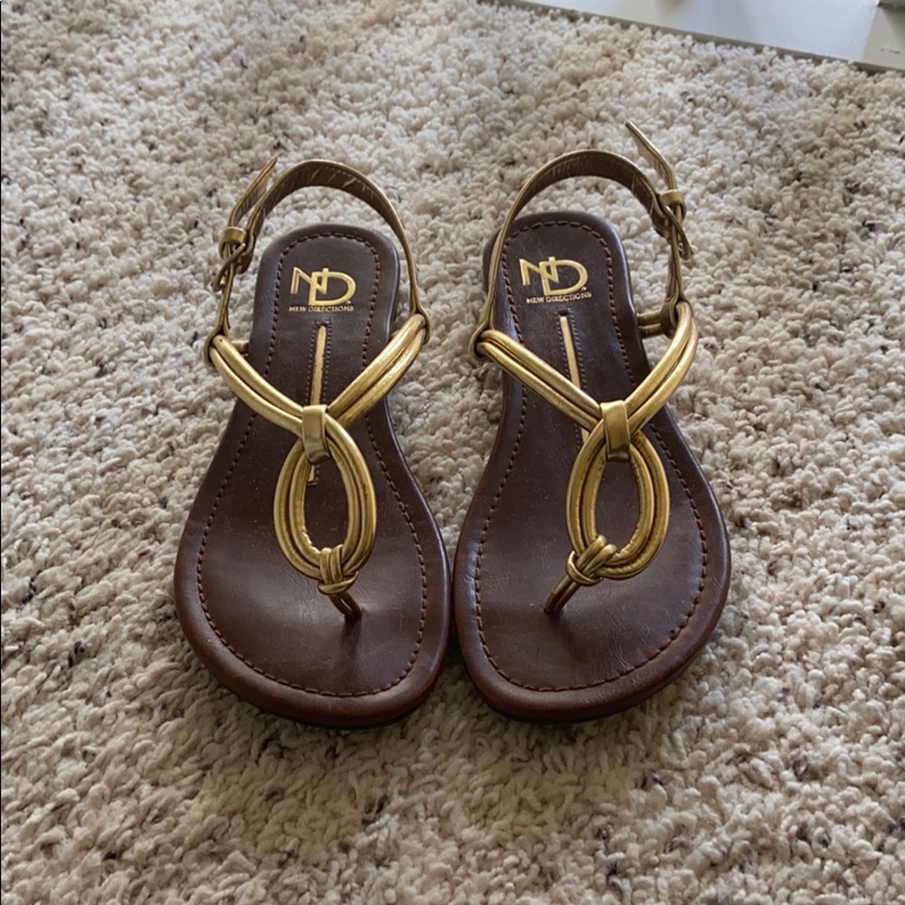 Brown and gold sandals